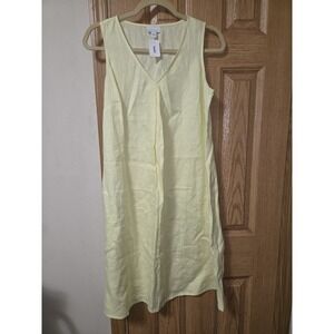 100% Linen J Jill Sleeveless Shift Dress Yellow Sz S Small NWT Summer Beach